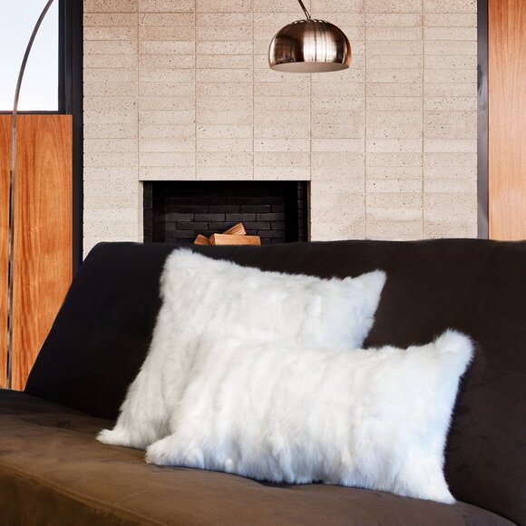 Natural Home Decor Classic Rabbit Pillow | 2-Piece | White | 18"x18" - Picture 2 of 3